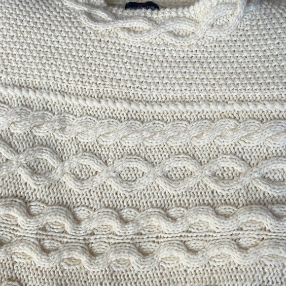 Vintage Parisian Cable Knit Oversized Sweater Chunky Cozy Slouchy Preppy Aran - Picture 5 of 7